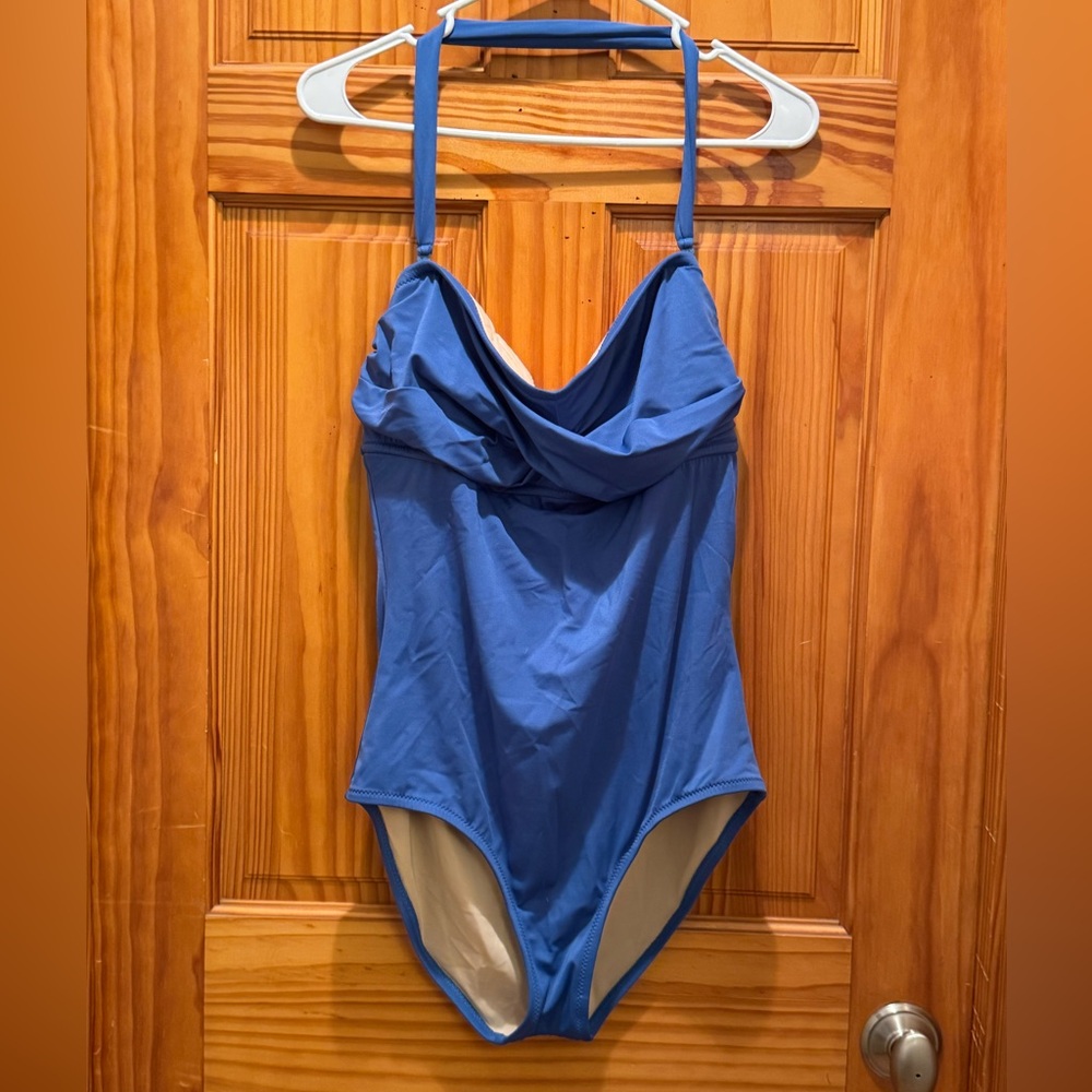 J. Crew Blue Swimsuit with Rouching Bust